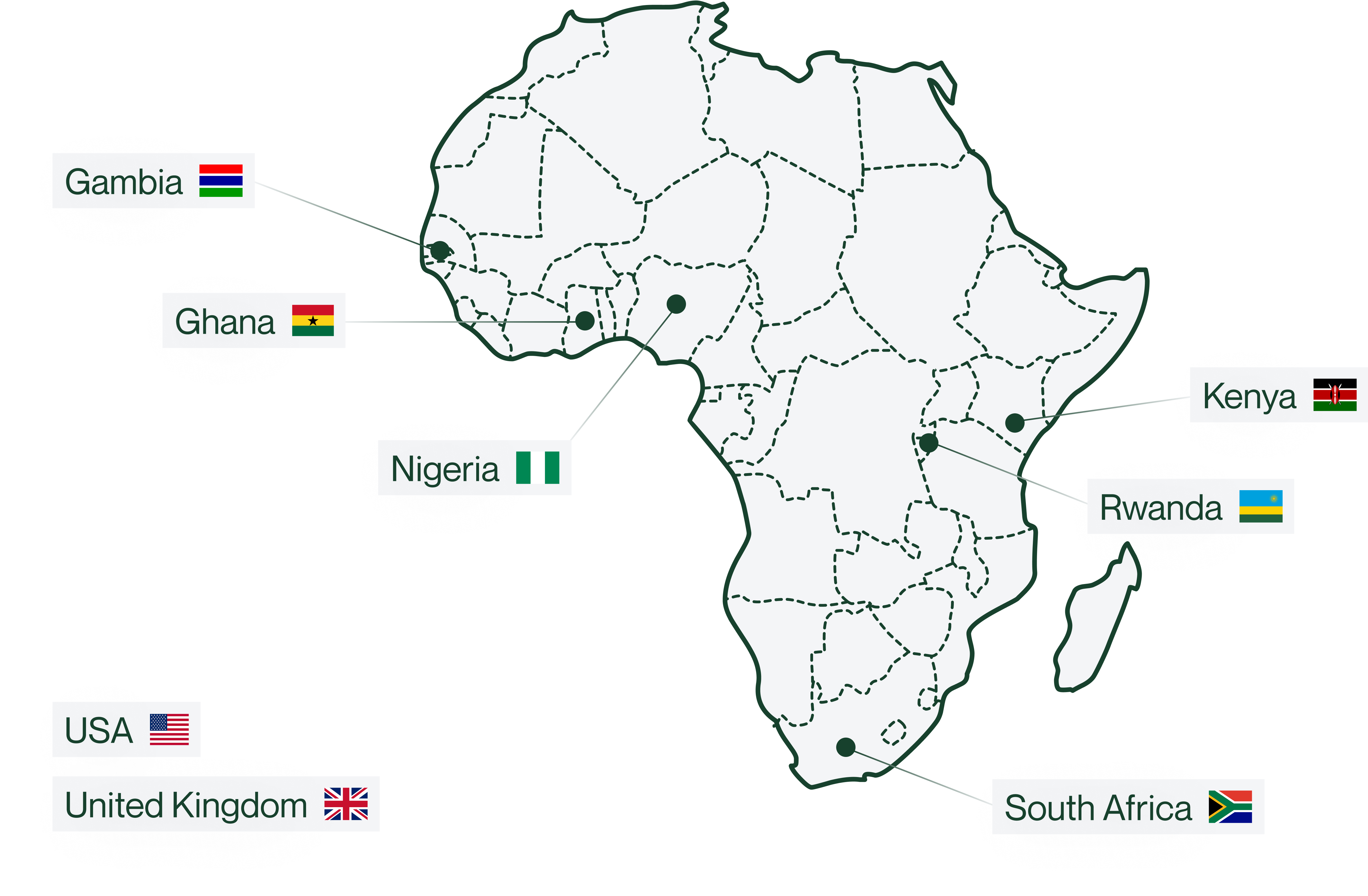 Africa Map with participating countries